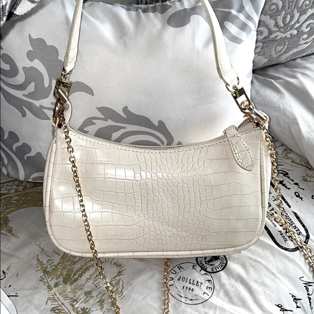 Snake cream shoulder bag